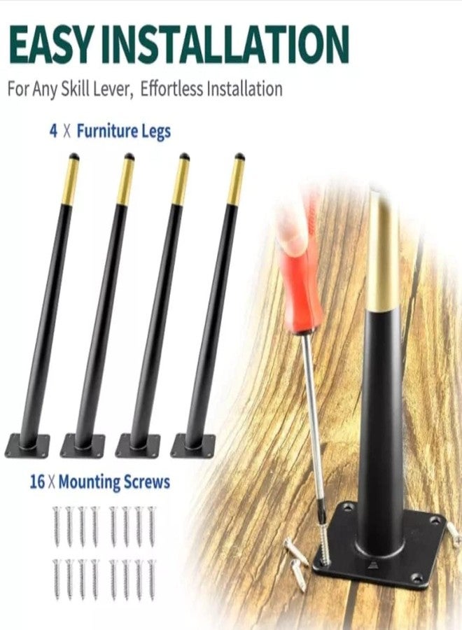 AAKASH DECOR Heavy Duty Sofa Leg 8 Inch (Set of 4) Black Gold Finish Rust Proof Metal Cone Shape Furniture Legs with Including Mounting Screw | Modern Sofa Paya for Home, Office, Table 20 cm - Image 4